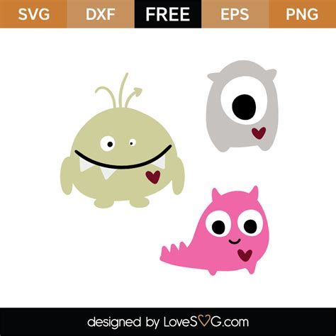 Free Cute Little Monsters Svg Cut File