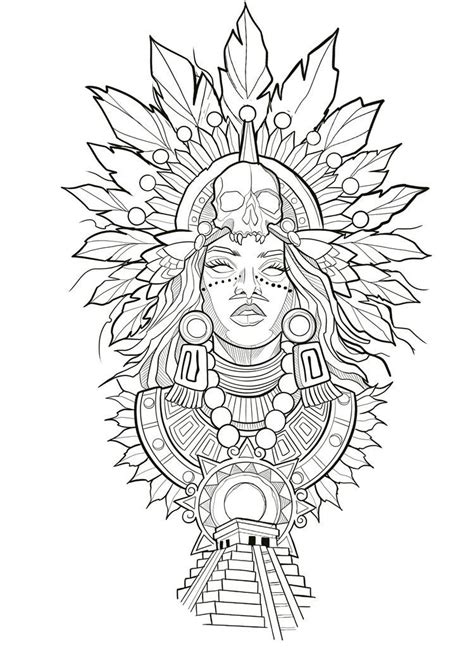 Aztec Drawing Tattoo Outline Drawing Tattoo Style Drawings Tattoo