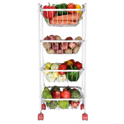 Stainless Steel Fruits And Vegetables Trolley For Kitchen Mogra