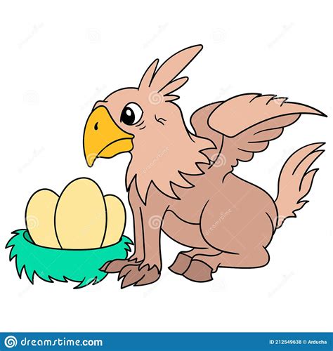Griffins Hippogriff Tending To The Eggs Of His Chicks Doodle Icon