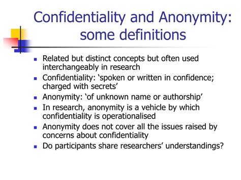 Ppt Anonymity And Confidentiality Setting The Scene Powerpoint