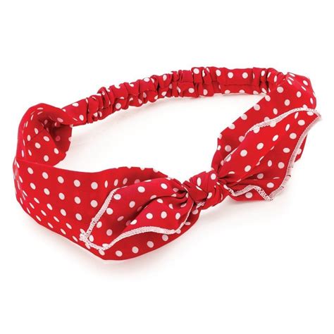 Retro Red Polka Dot Bow Elasticated Headband Hair Band Wrap Check Out The Image By Visiting