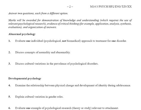 Example answer for question 4 paper 2: IB Psychology Blog - IB Psychology