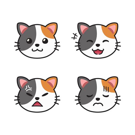 Vector Cartoon Set Of Cute Cat Faces Showing Different Emotions 2296804