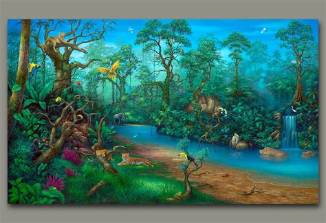 If you are seeking a refreshing look, our river & waterfall wallpaper is the perfect choice to. Rainforest Painting-A Rainforest Painting by artist David ...