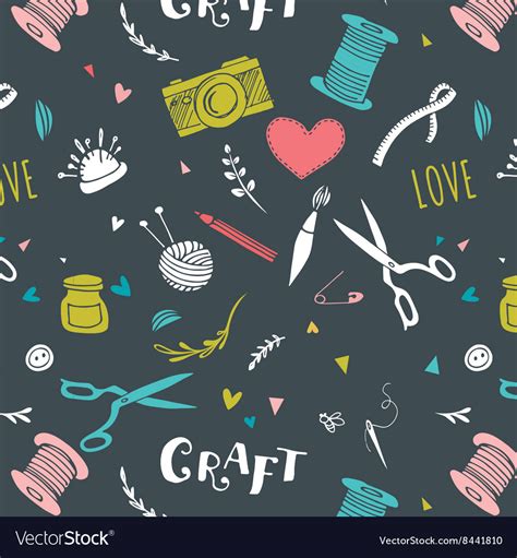 Crafts Patterns And Hand Drawn Background Vector Image