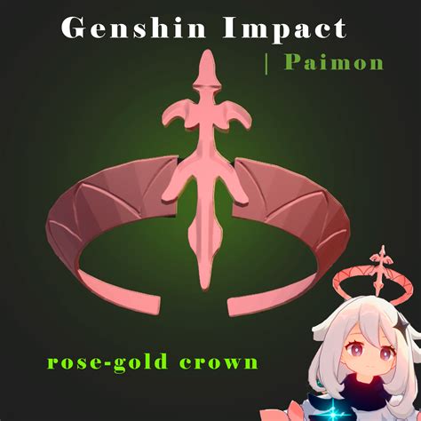 Файл Stl Genshin Impact Paimon Rose Gold Crown Halo Cosplay Genshin Impact・Шаблон для 3d печати