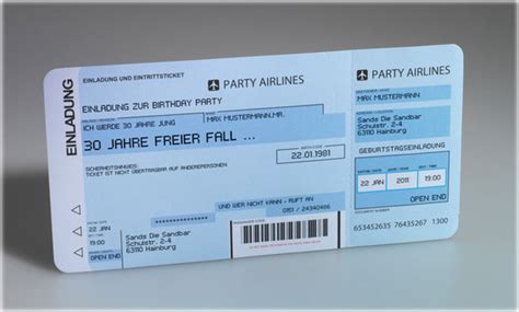 Preiswerte flugtickets für alle verbindungen. Einladungskarten Flugticket Geburtstag Hochzeit Tickettasche - exklusivedrucksachen