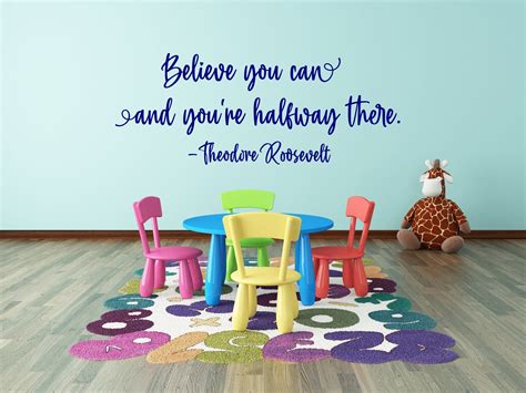 Inspirational Quote Wall Art Decal Believe You Can And Youre Halfway There Vinyl Wall Decal