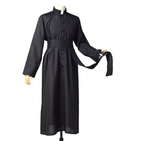 Black Robe Cloak With Belt Ministerpriest Halloween Party Cosplay Costume Set For Sale Online