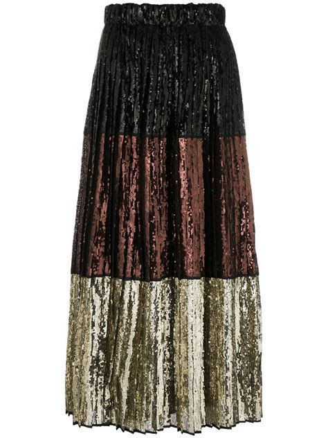 No21 Stripe Panel Sequin Skirt Black