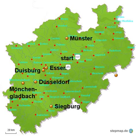 Mit knapp 18 millionen einwohnern ist. StepMap - Nordrhein-Westfalen - Landkarte für Deutschland