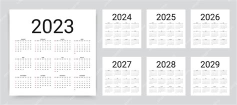 Premium Vector Calendar For 2023 2024 2025 2026 2027 2028 2029 Year