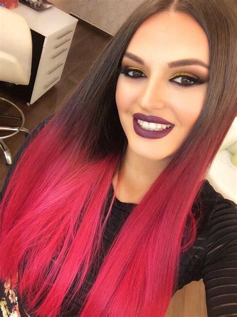 This colorful hairstyle has become increasingly popular over the past several months. Flawless dark brown to red ombre hair color | Dip dye hair ...