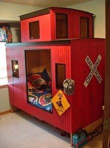 Hooking on cars as it goes, little red train just grows and grows. Caboose Bed | Train theme bedrooms, Train bed, Toddler rooms