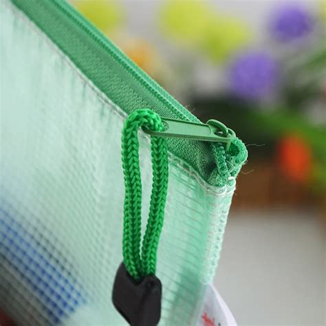 Pvc Mesh Envelope Document Storage Zipper Bag A4 Size Stationary Bag