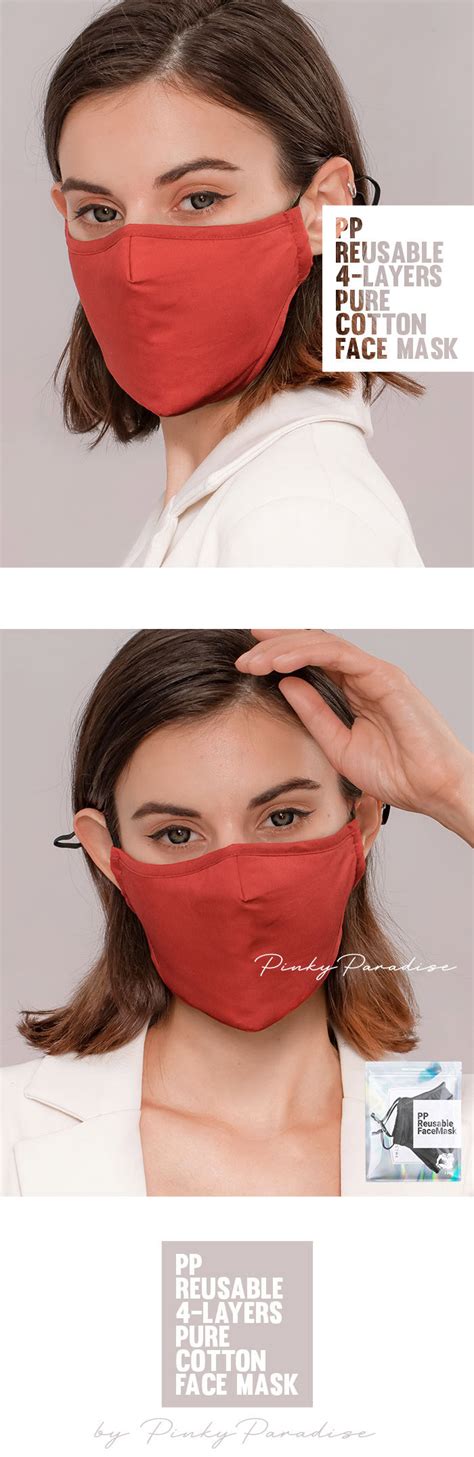 Pp Reusable 4 Layer Pure Cotton Face Mask Red I Pinkyparadise