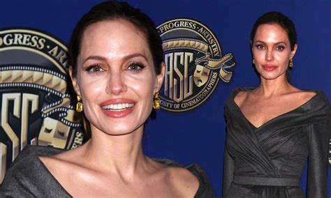 Angelina Jolie At The Asc Awards In Dull Grey Dress Daily Mail Online