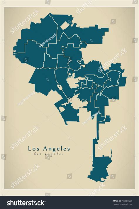 Modern City Map Los Angeles City Stock Vector Royalty Free 718589695