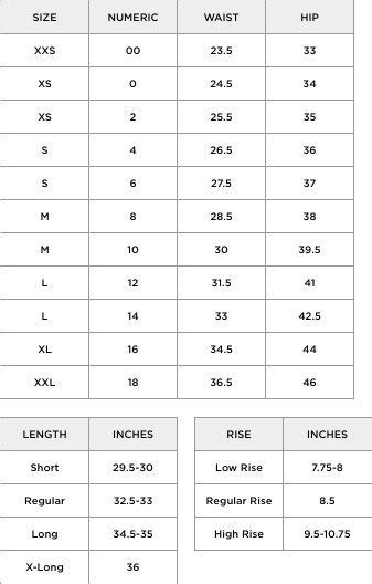 American Eagle Jeans Size Chart Size Chart A Quick