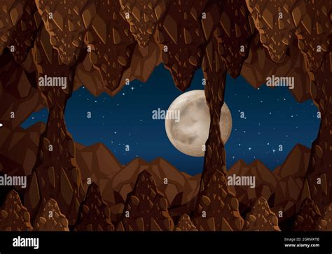 A Cave At Night Landscape Stock Vector Image And Art Alamy