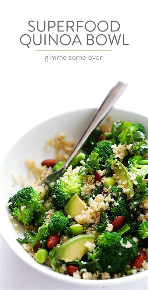 This easy superfood quinoa bowl is loaded up with fresh green superfoods, and topped with a simple sesame vinaigrette and almonds. Easy Superfood Quinoa Bowl | Recipe | Healthy eating ...
