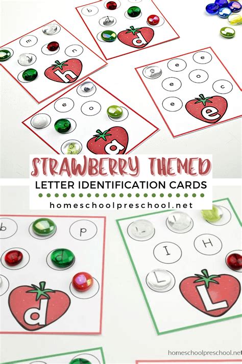 Free Printable Strawberry Letter Identification Cards