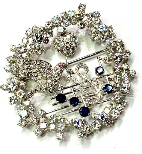 Estate Diamond And Platinum Musical Pin At 1stdibs