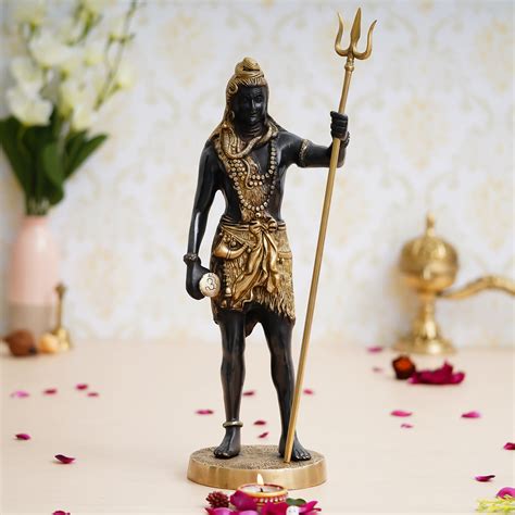 Lord Shiva With Trishul Brass Handcrafted Statue Ecraftindia Online