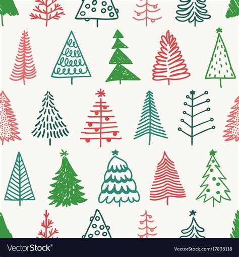 Seamless pattern with hand drawn christmas tree Vector Image
