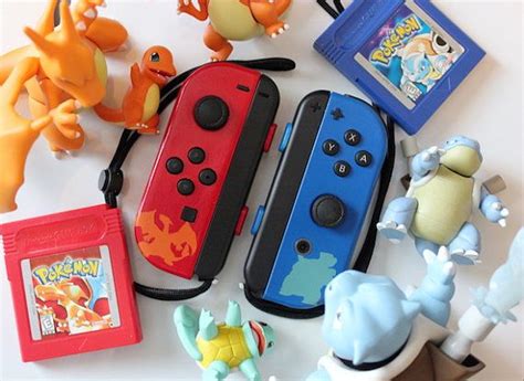 Nintendo Switch Pokemon Red And Blue Charizard Blastoise Custom Joy