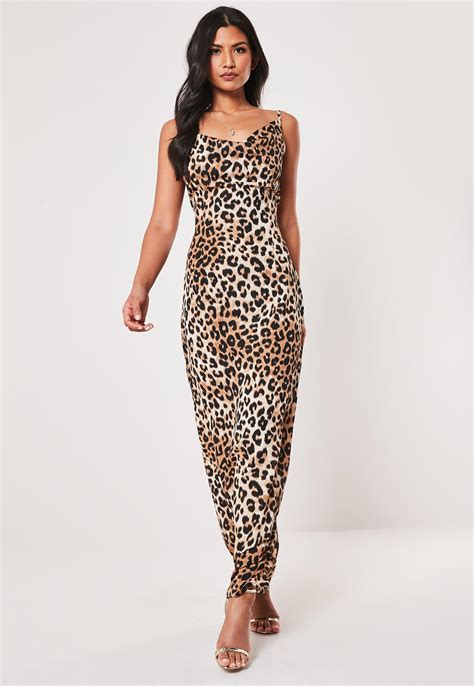 Women's bon chic maxi dress. Missguided Synthetic Petite Brown Cowl Back Leopard Print ...