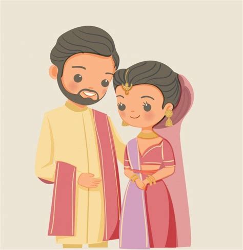 Premium Vector Cute Indian Couple In Traditional Dress Cartoon