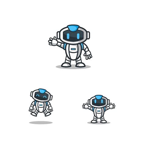 Set Of Robot Character Logo Mascot Template Premium Vector