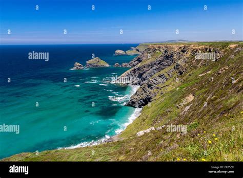 Stunning Coastal Views Along The North Cliffs Cornwall England Uk Stock