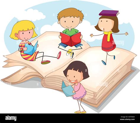 Muchos Niños Leyendo Libros Ilustración Imagen Vector De Stock Alamy