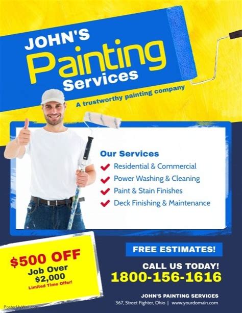 Painting Services Flyer Poster Template Painting Services Poster