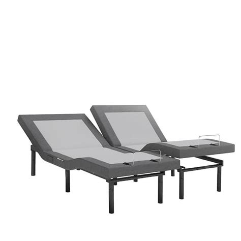 Renanim Adjustable Gray Bed Frame 2 Twin Xl Usb Dual Massage Under
