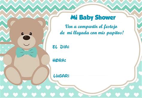 Tarjeta De Invitación Gratis Baby Shower Oso Tifanny