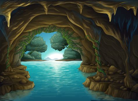 A Cave And A Water 433920 Vector Art At Vecteezy