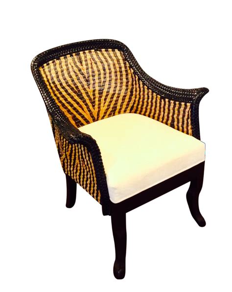 Palecek Zebra Wicker Chair With Wood Legs On Chair