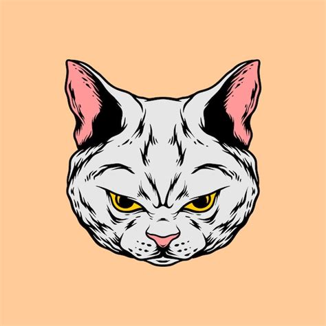 Premium Vector Angry Cat Head Hand Drawing Style