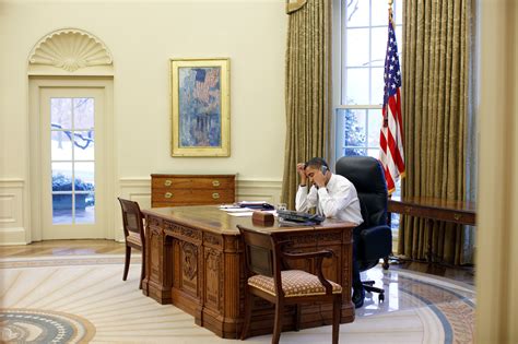 Filebarack Obama Working At His Desk In The Oval Office