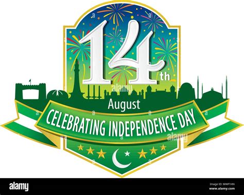 14th August Celebrating Independence Day Logo Typographic Emblems