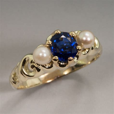 Ring Sapphire Pearl 14ky Antique Restoration