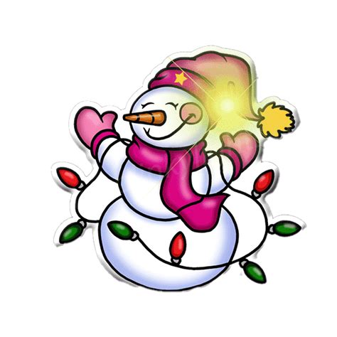 Snowman Tangled Up In Christmas Lights Flashing Blinky Body Light Lapel