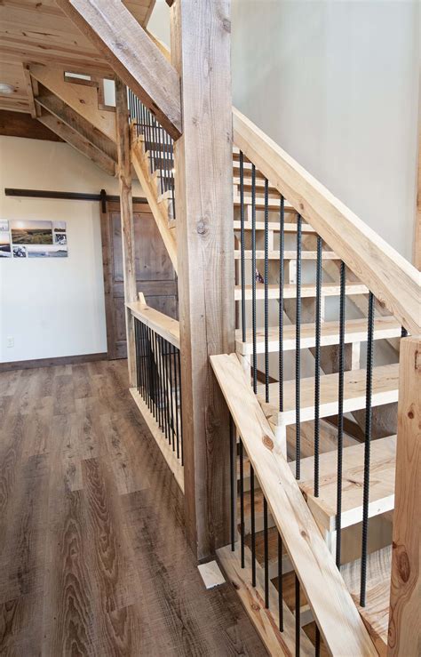 Rebar Railing Post And Beam Staircase Beams Timber House Plans