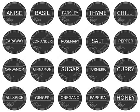 Premium Vector Set Of Stickers Or Labels For Jars Of Spices Set Of 20