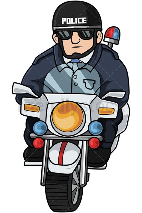 Poliziotto In Sella A Una Motocicletta Cartoon Vector Clipart