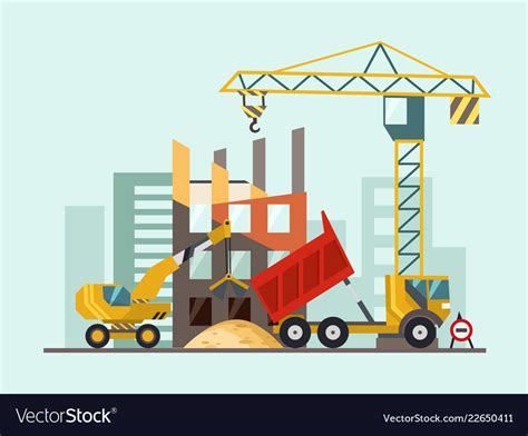 Building Work Process With Houses And Construction